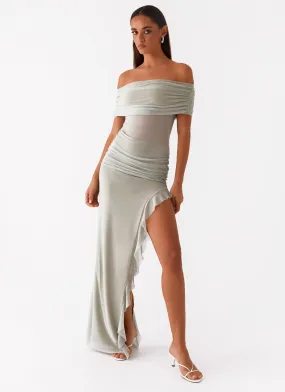 Nelly Off Shoulder Maxi Dress - Pistachio