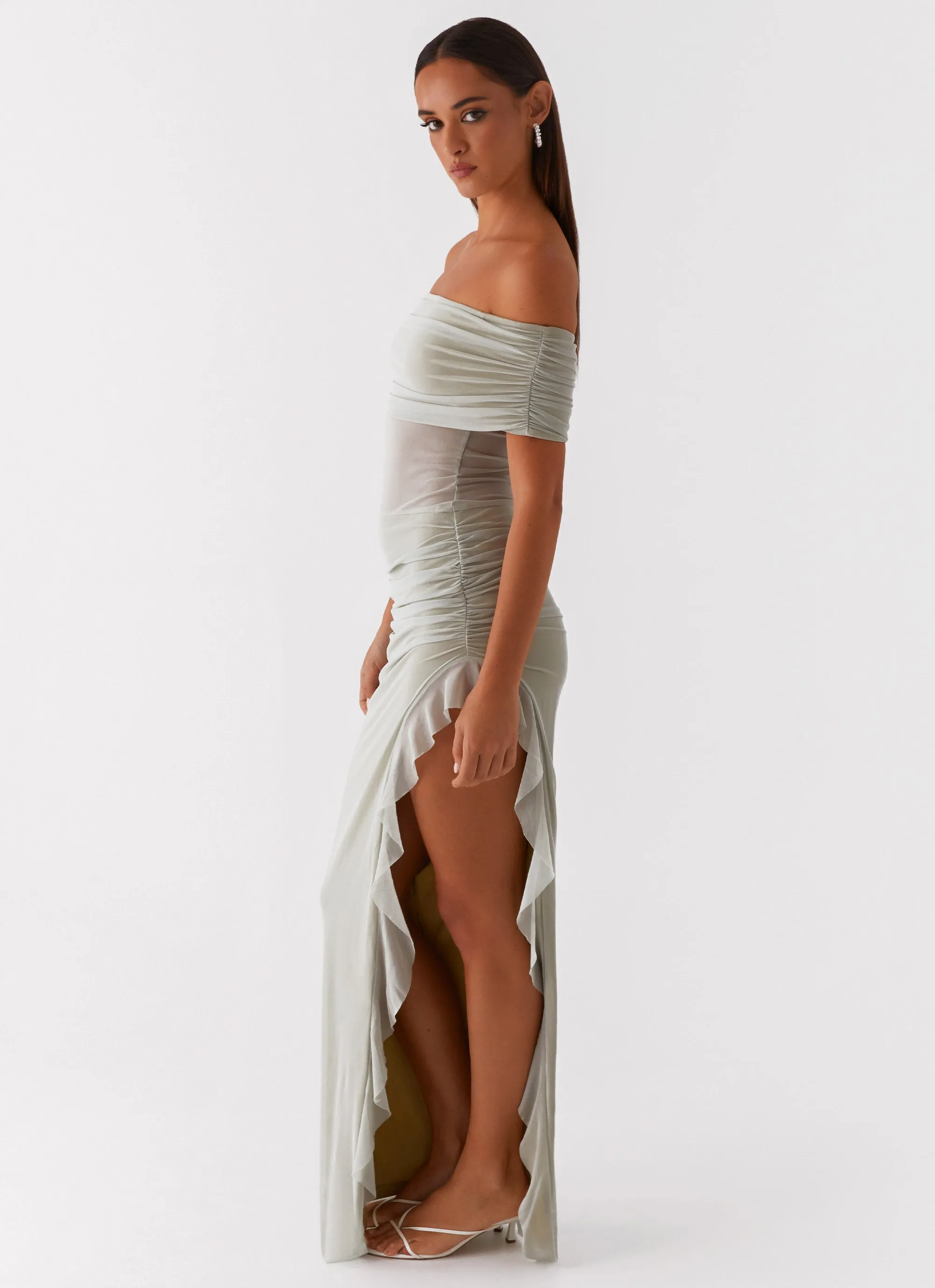 Nelly Off Shoulder Maxi Dress - Pistachio