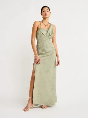 One Fell Swoop Jewel Maxi Dress in Sage Crinkle