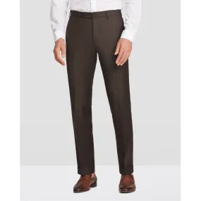 Parker Flat Front Sharkskin Wool Trouser in Brown, Size 42 (Modern Straight Fit) by Zanella