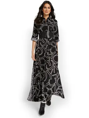 Petite NYC-Print Maxi Shirtdress