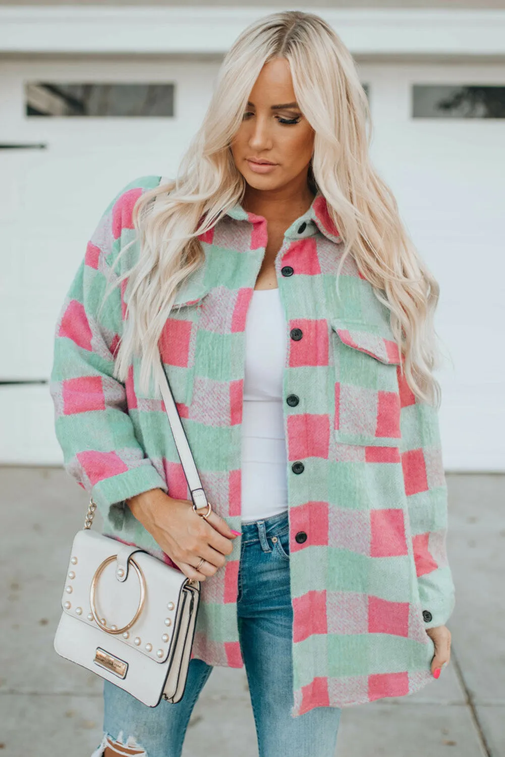 Plaid Pattern Oversized Shacket