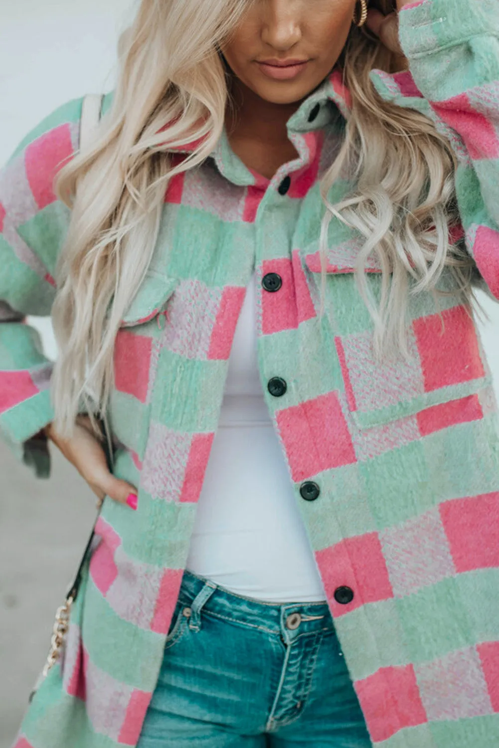 Plaid Pattern Oversized Shacket