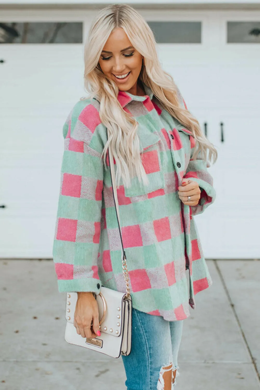 Plaid Pattern Oversized Shacket