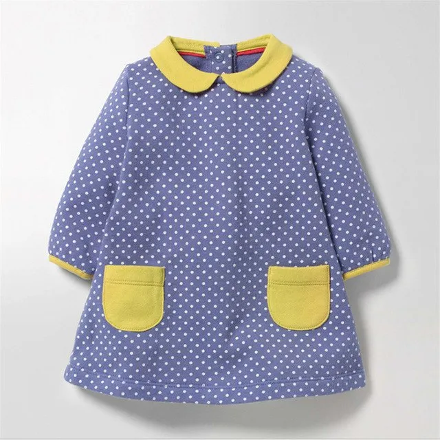 Polka Dot Cotton Dress, Size 2-7 Yrs