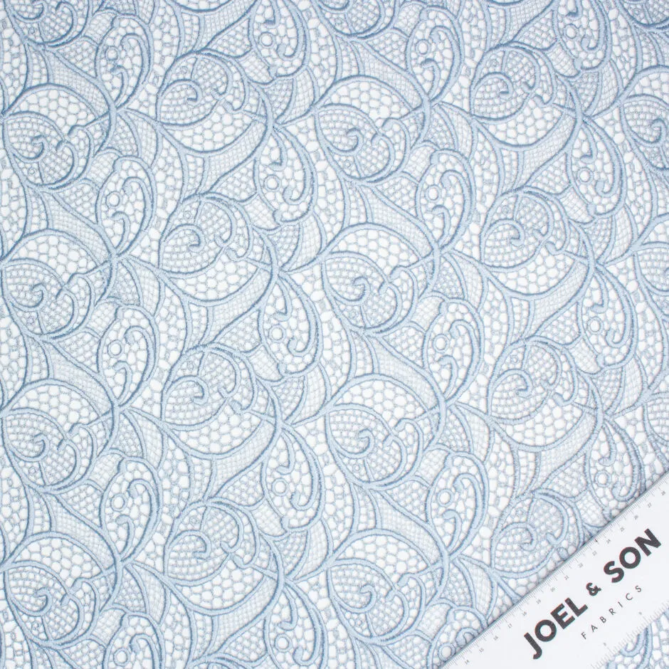 Powder Blue Cotton Blend Guipure Lace