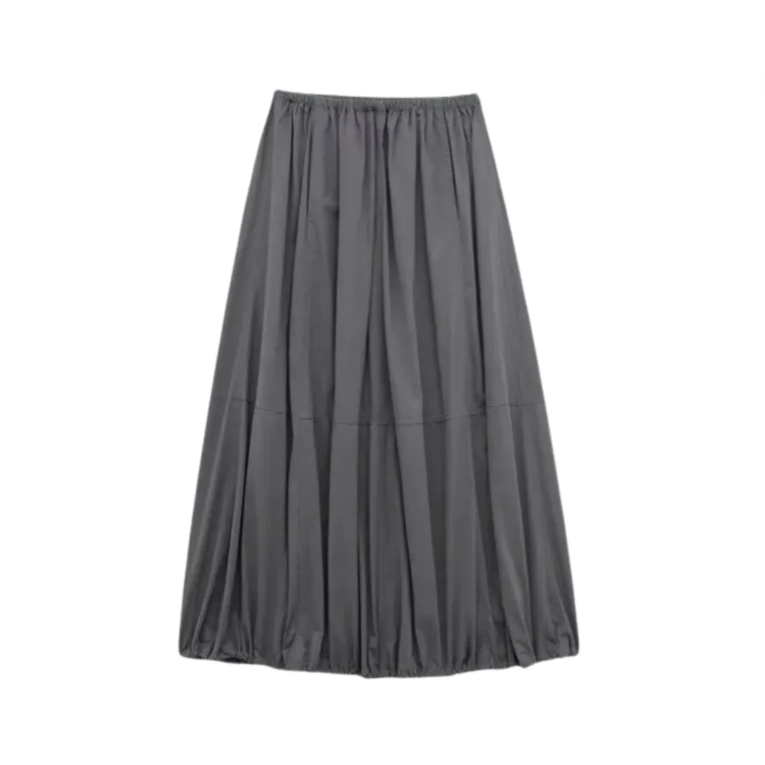 Pre Order:  Solid Casual Mid Length Nylon Skirt