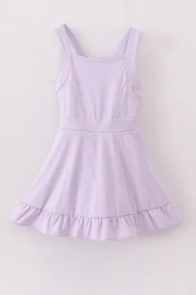 Purple active sporty ruffle tennis dress