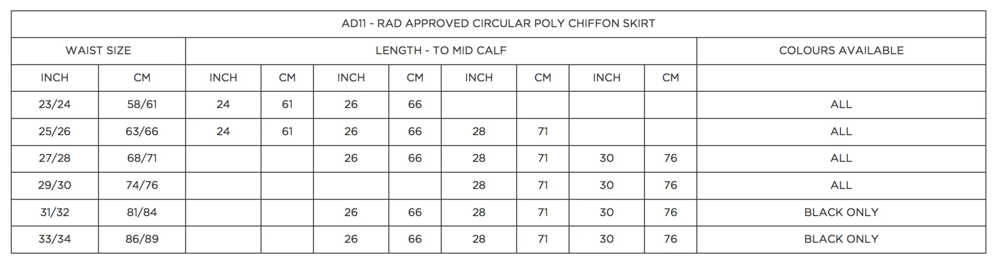 RAD Approved Circular Poly Chiffon Skirt