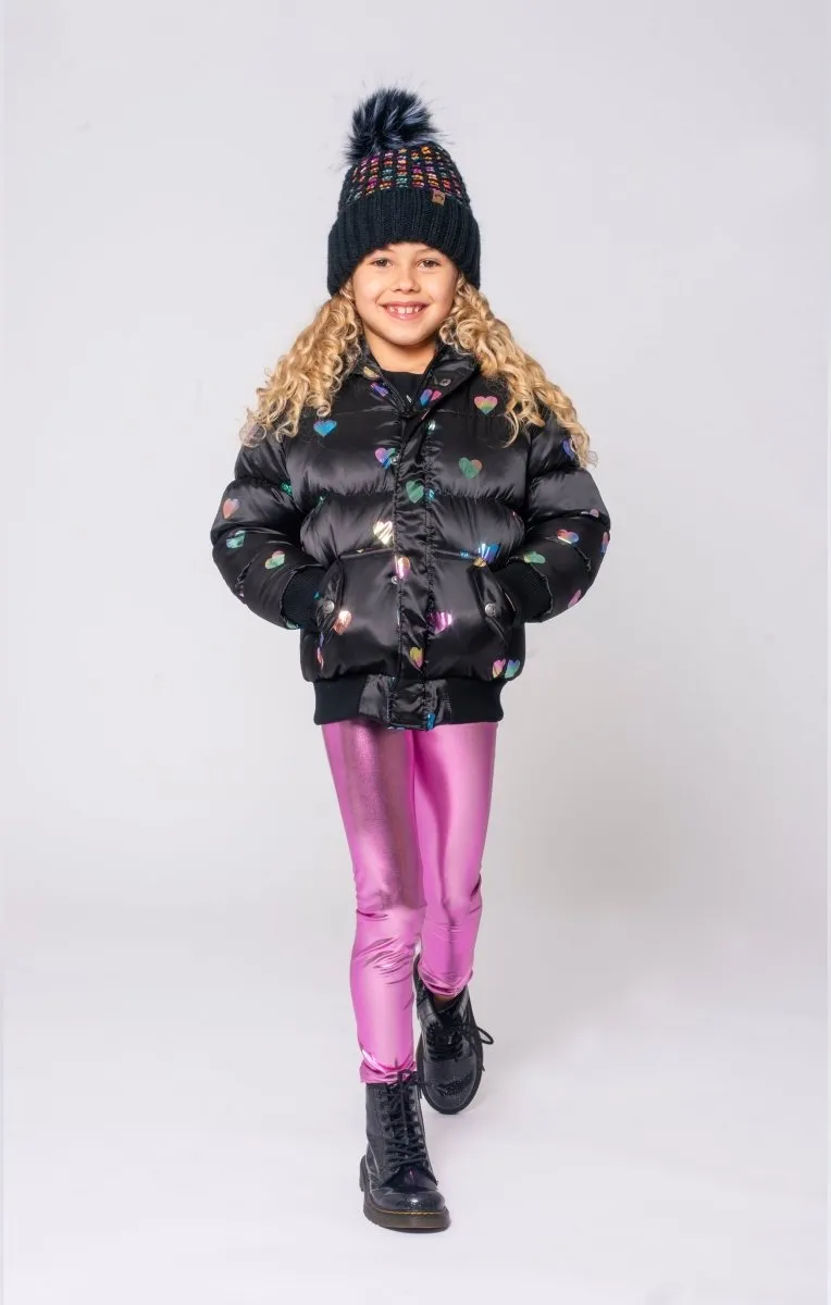 RAINBOW HEARTS PUFFY COAT JACKET