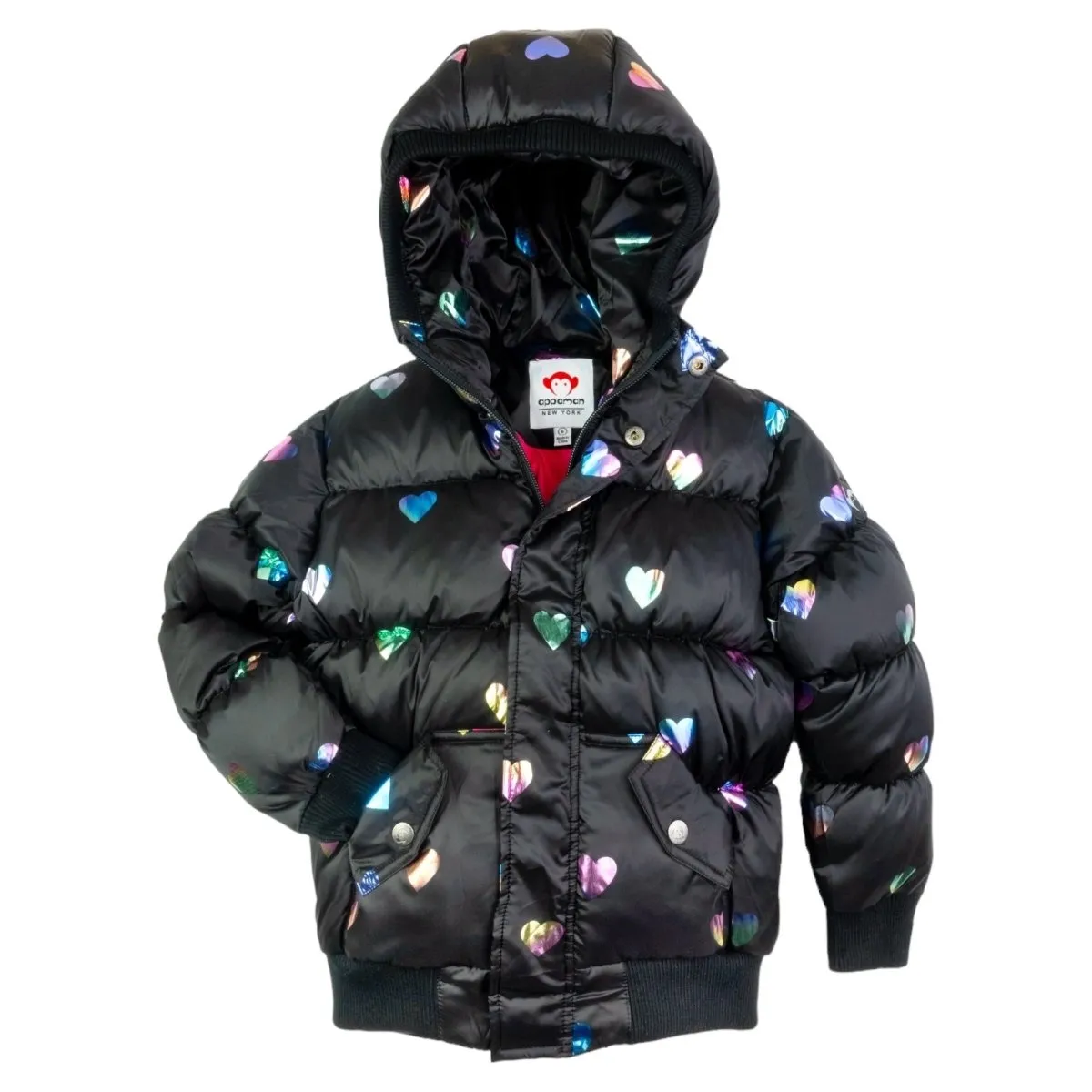 RAINBOW HEARTS PUFFY COAT JACKET