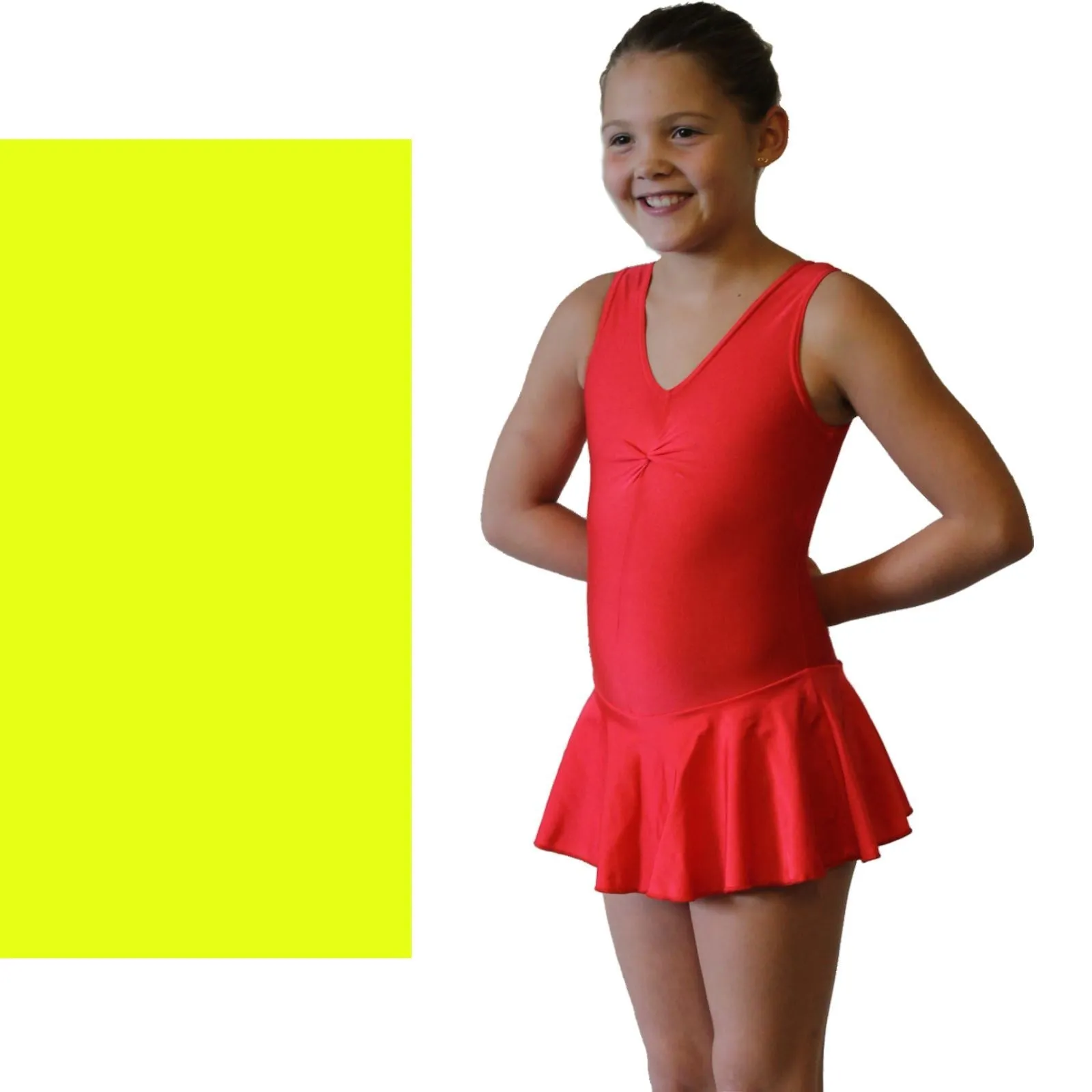 SALE - KATIE - LYCRA SKIRTED LEOTARD - FLUORESCENT PINK SIZE 1