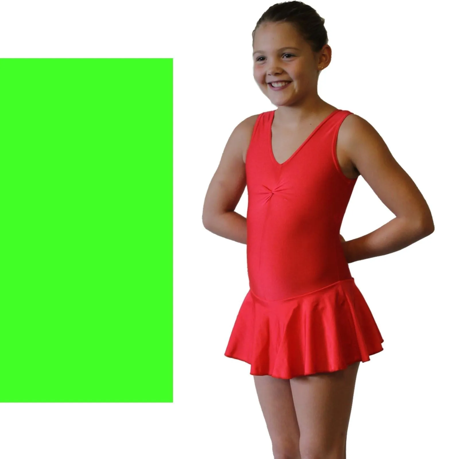 SALE - KATIE - LYCRA SKIRTED LEOTARD - FLUORESCENT PINK SIZE 1