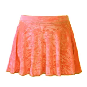 SALE - VECS - VELOUR SHORT LENGTH CIRCULAR DANCE SKIRT - FLO ORANGE - SIZE SMALL