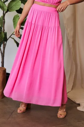 Smocked Back Waistband Ruffled Maxi Skirt