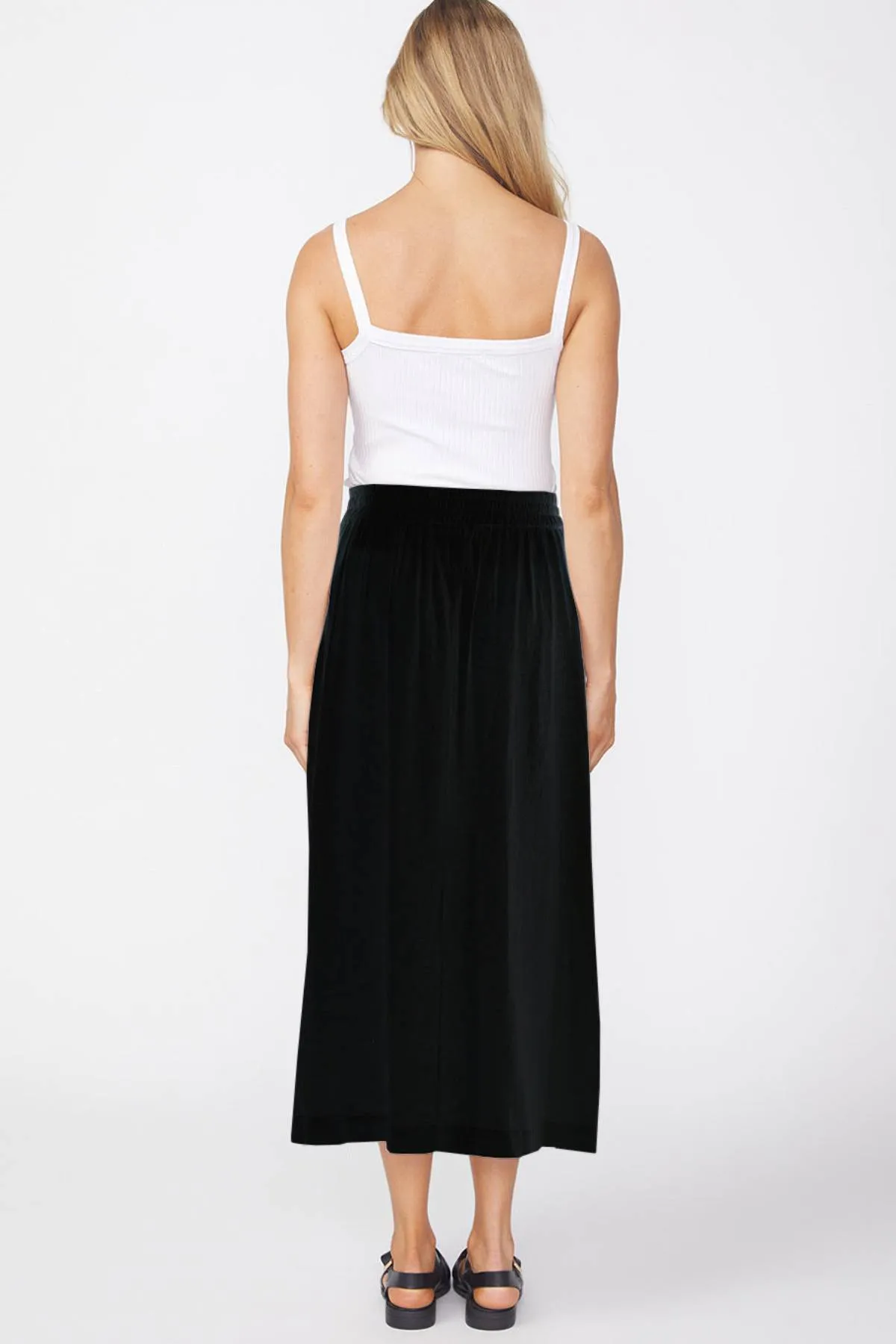 Stateside Linen Double Slit Maxi Skirt in Black