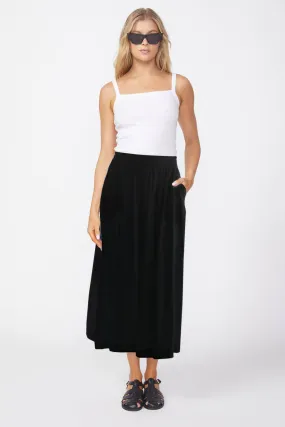 Stateside Linen Double Slit Maxi Skirt in Black