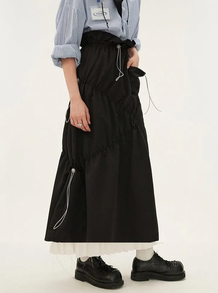 Stitched High-Waisted Temperament Long Skirt