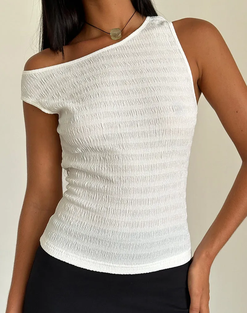 Tamia Asymmetric Top in Crinkle White