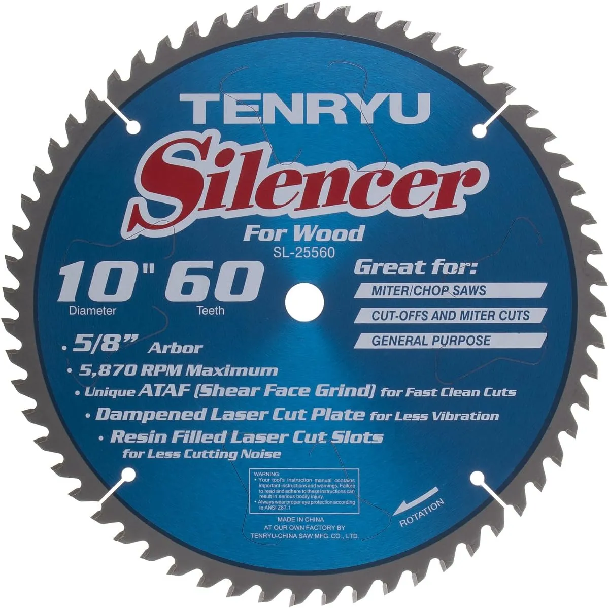 Tenryu SL-25560 Silencer-Series 10" Miter Saw Blade