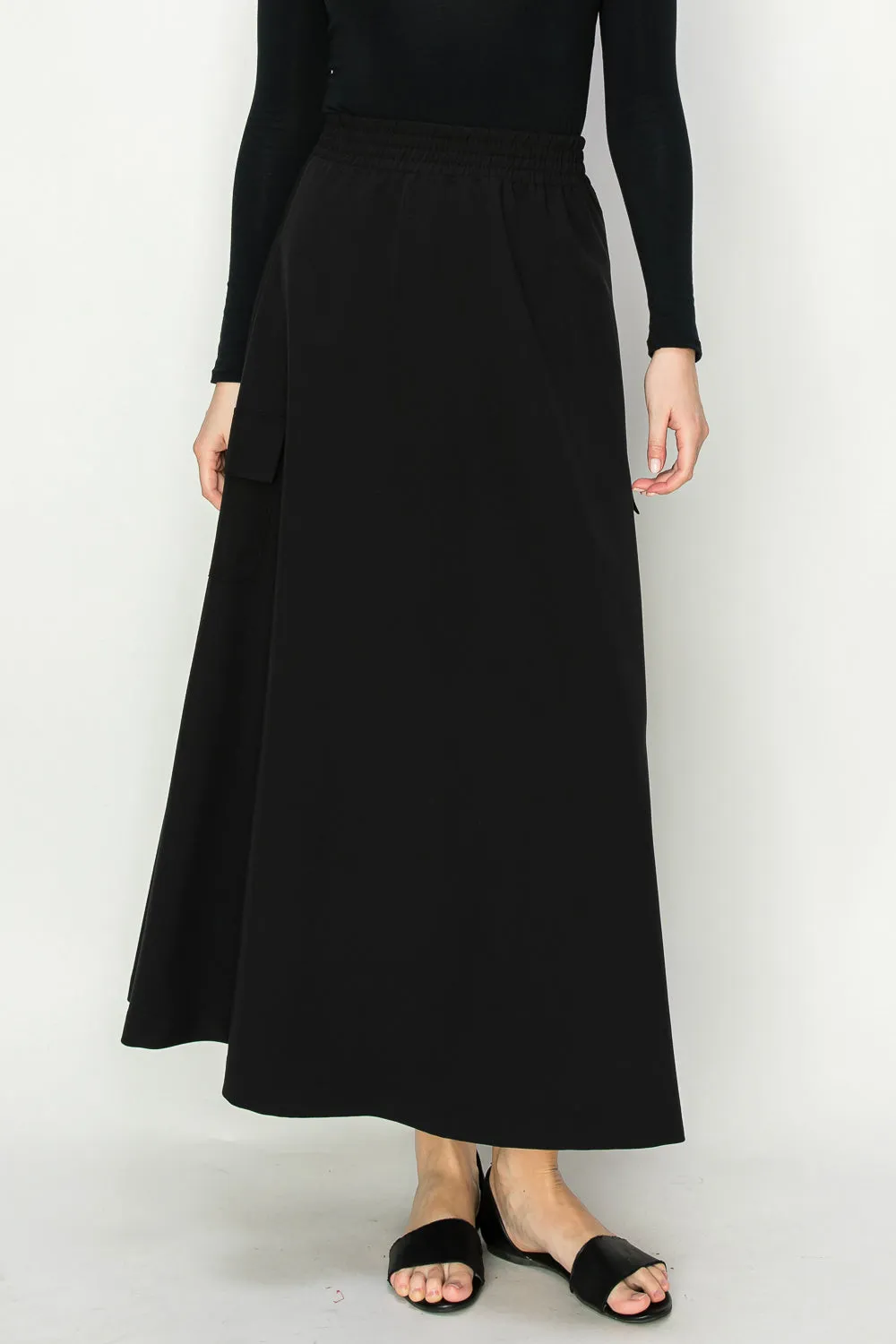 Terry A-Line  Midi and Maxi Length Skirt With Cargo Pockets