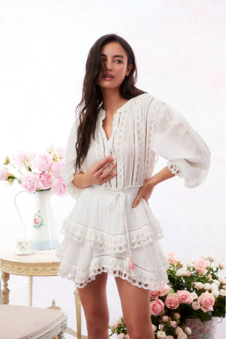 Tindra Eyelet Cotton Mini Dress