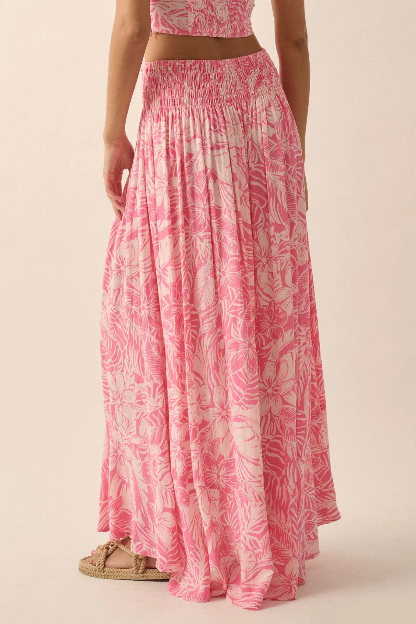 Tropical Treasure Floral Button-Front Maxi Skirt