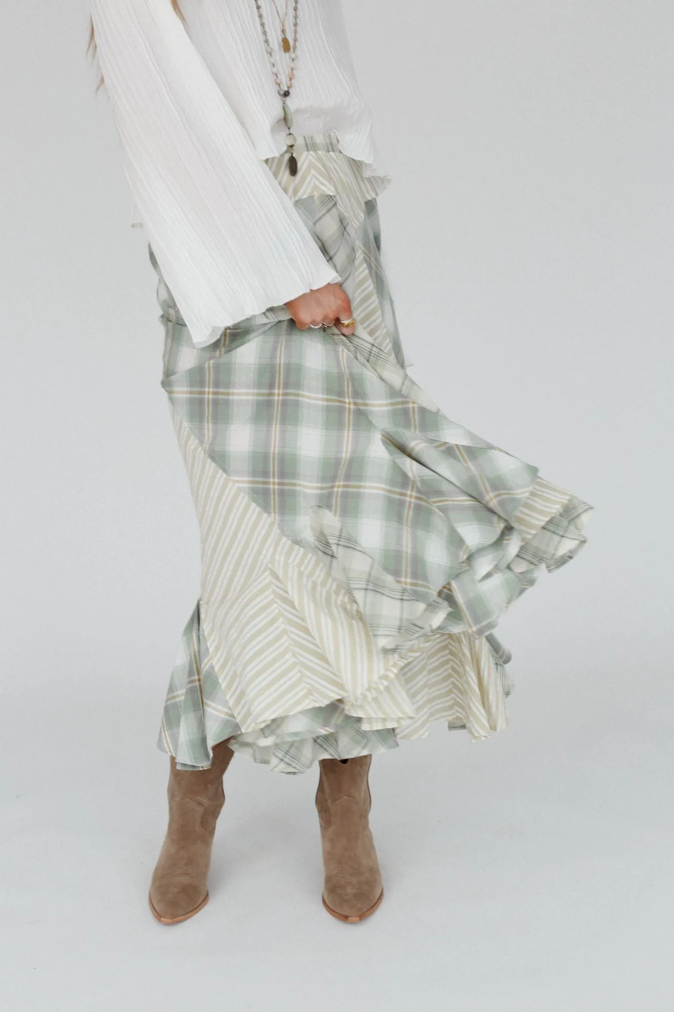 Twirl With Us Maxi Skirt - Sage