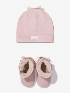 UGG Baby Girls Jesse Bow II And Beanie Gift Set