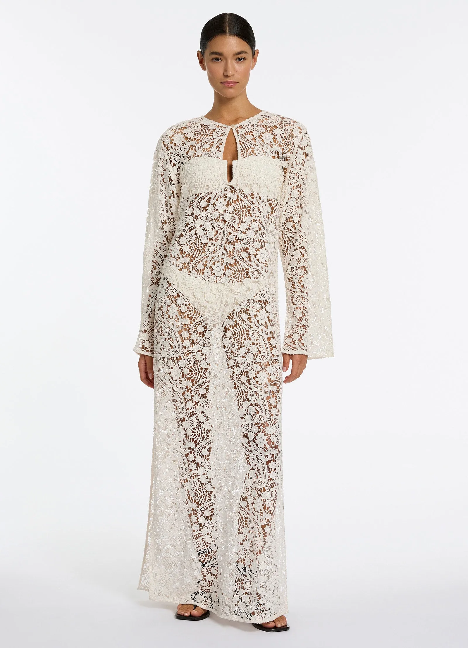 Velana Lace Maxi Kaftan - Cream