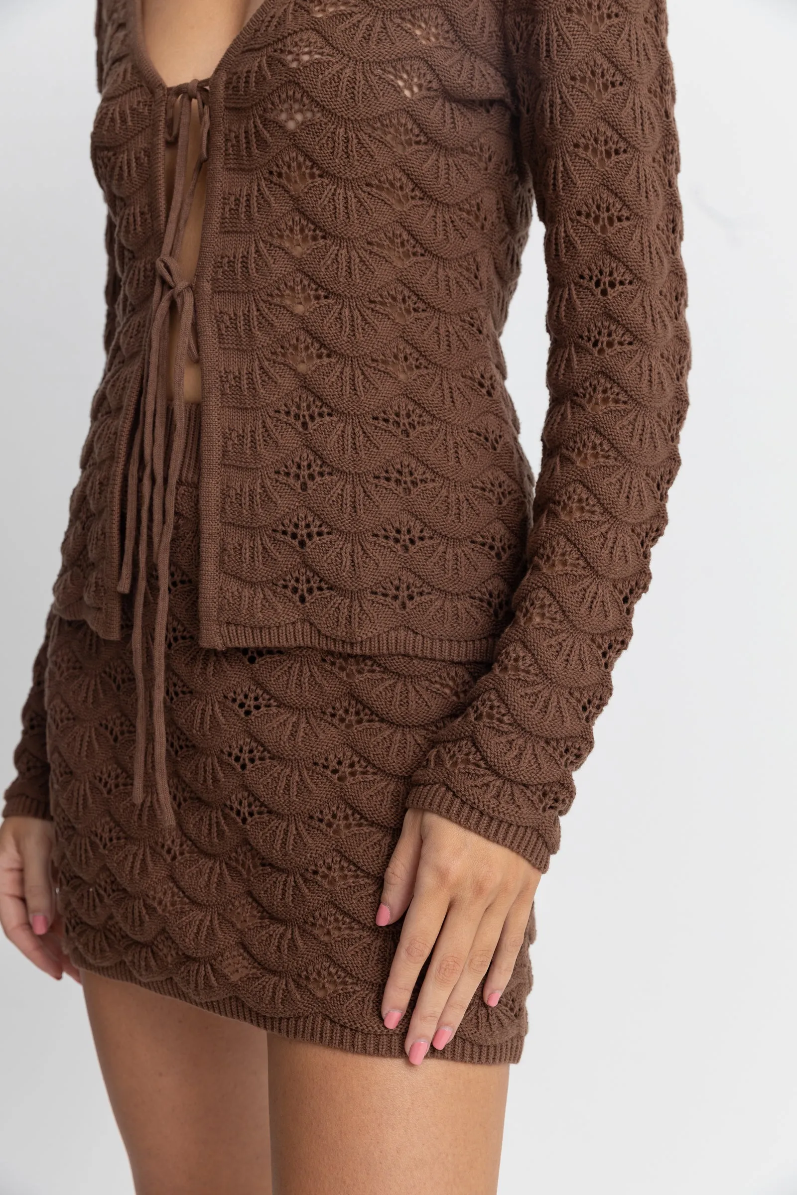 Venice Knit Mini Skirt Chocolate