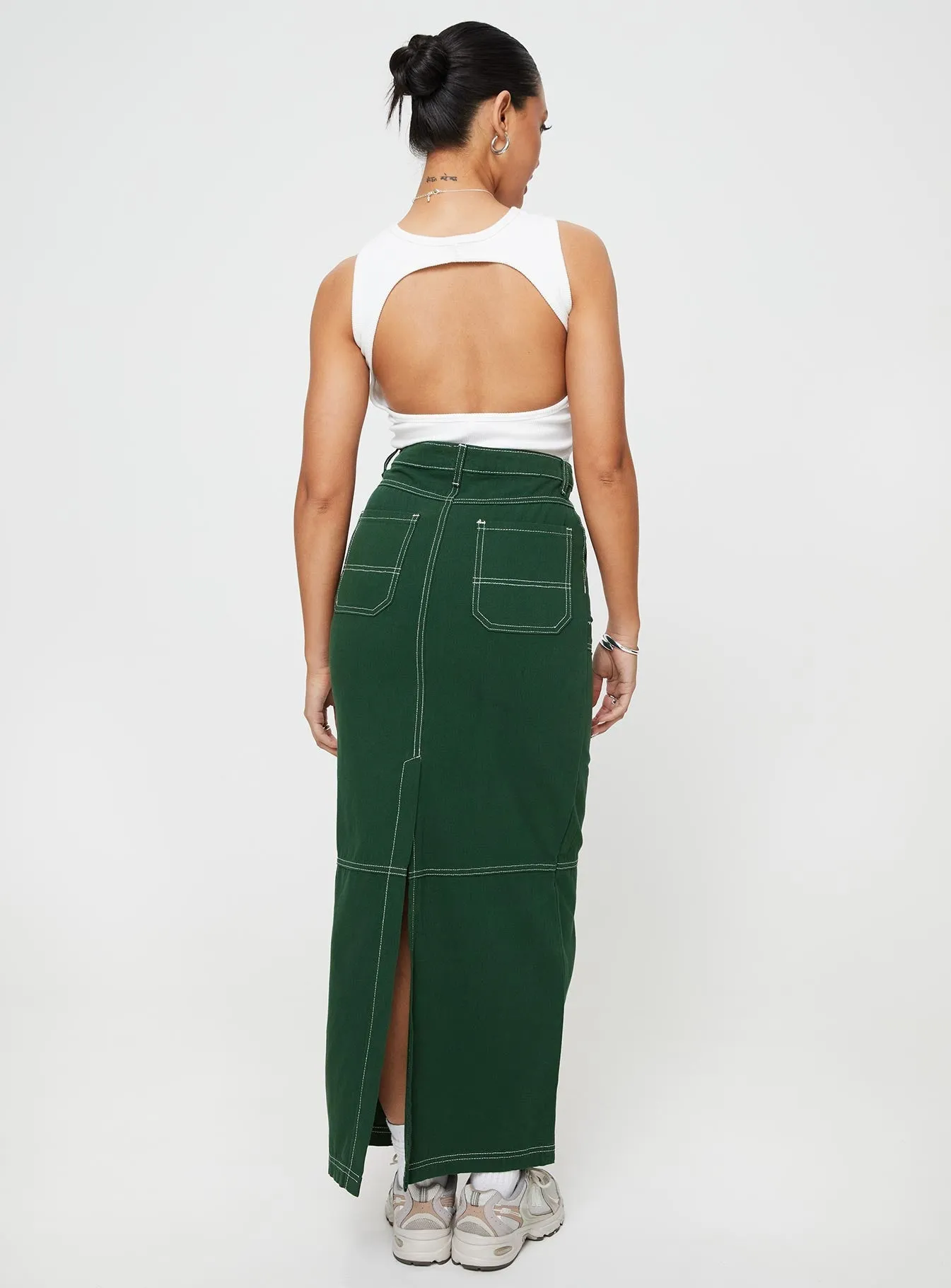 Vine Maxi Skirt Green