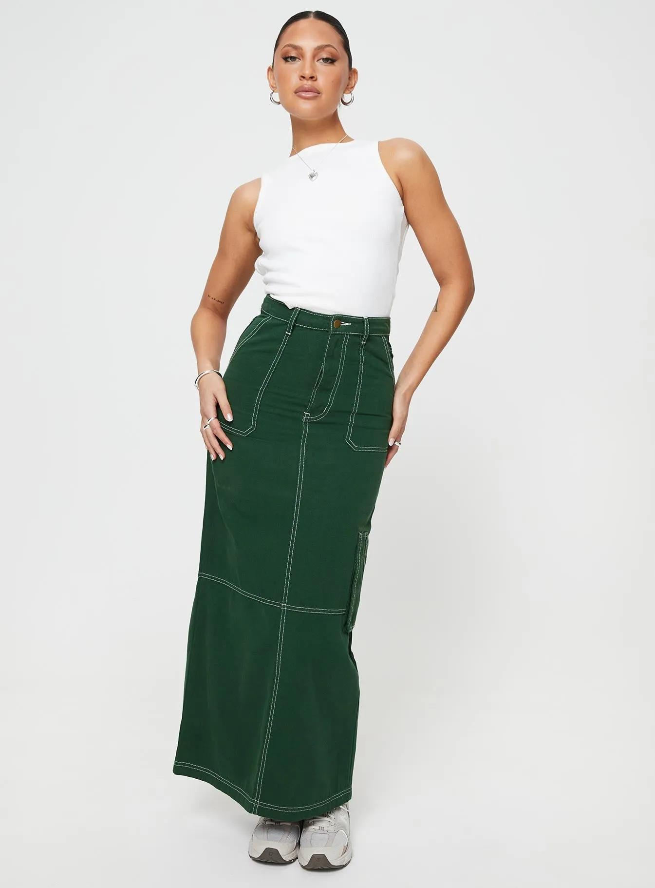 Vine Maxi Skirt Green