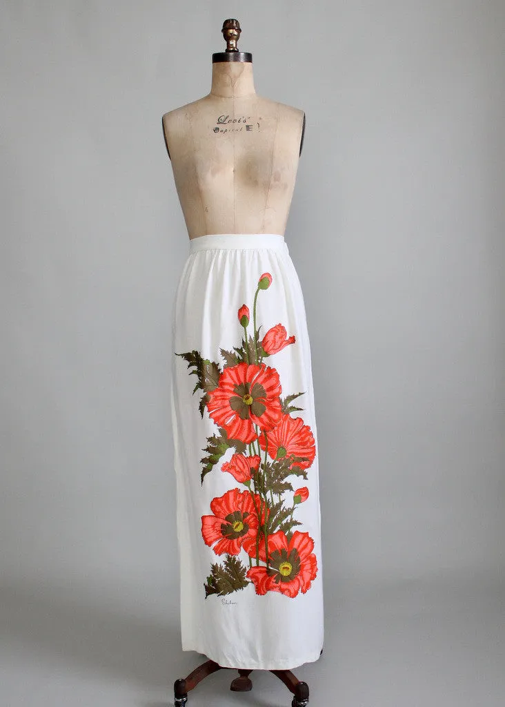 Vintage Late 1960s Shaheen Floral Maxi Skirt