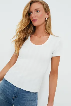 White Pointelle Bridgette Scoop Neck Tee