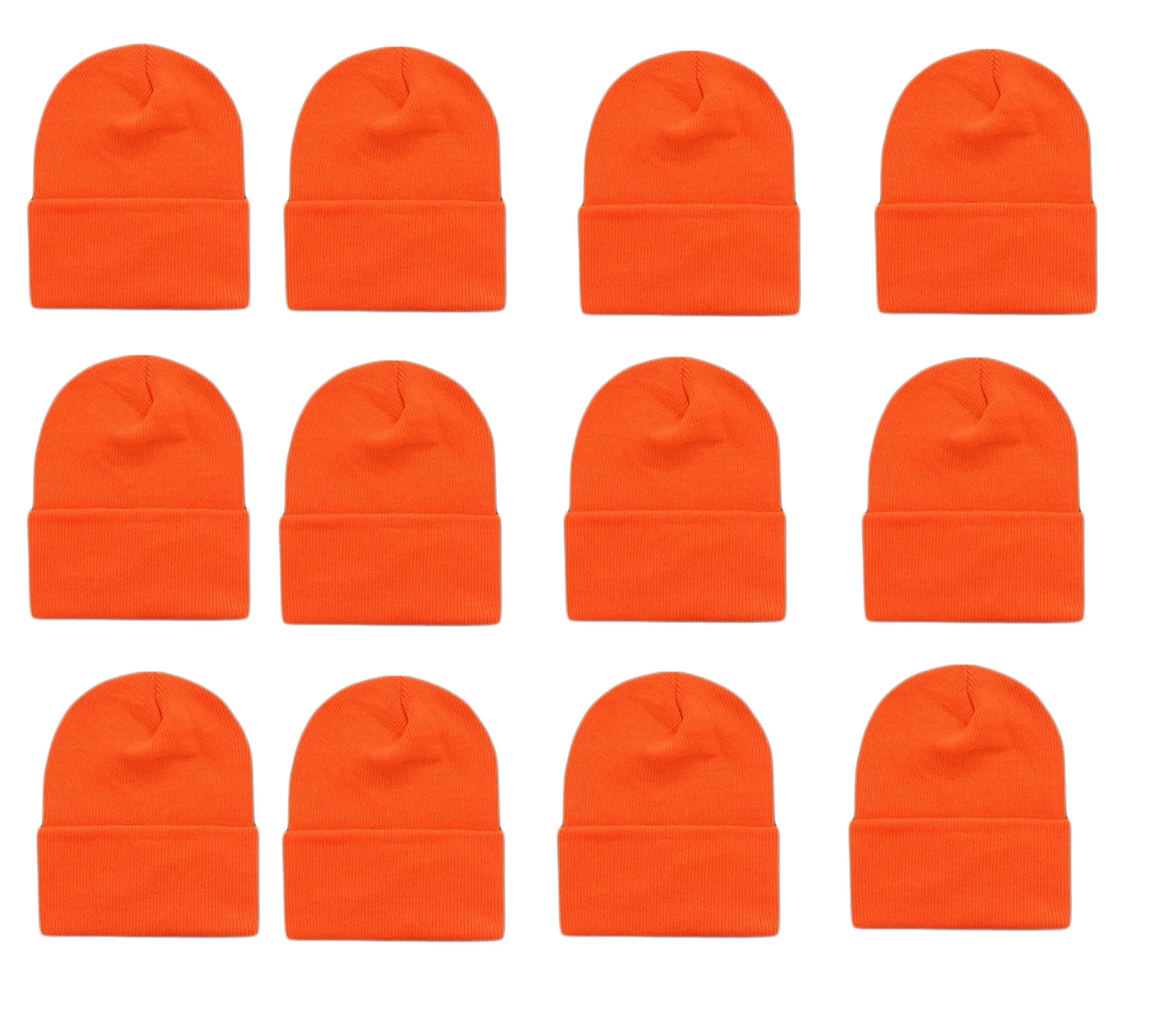 Wholesale 12 Pieces Neon Long Cuffed Knit Ski Hat Beanie, H8000