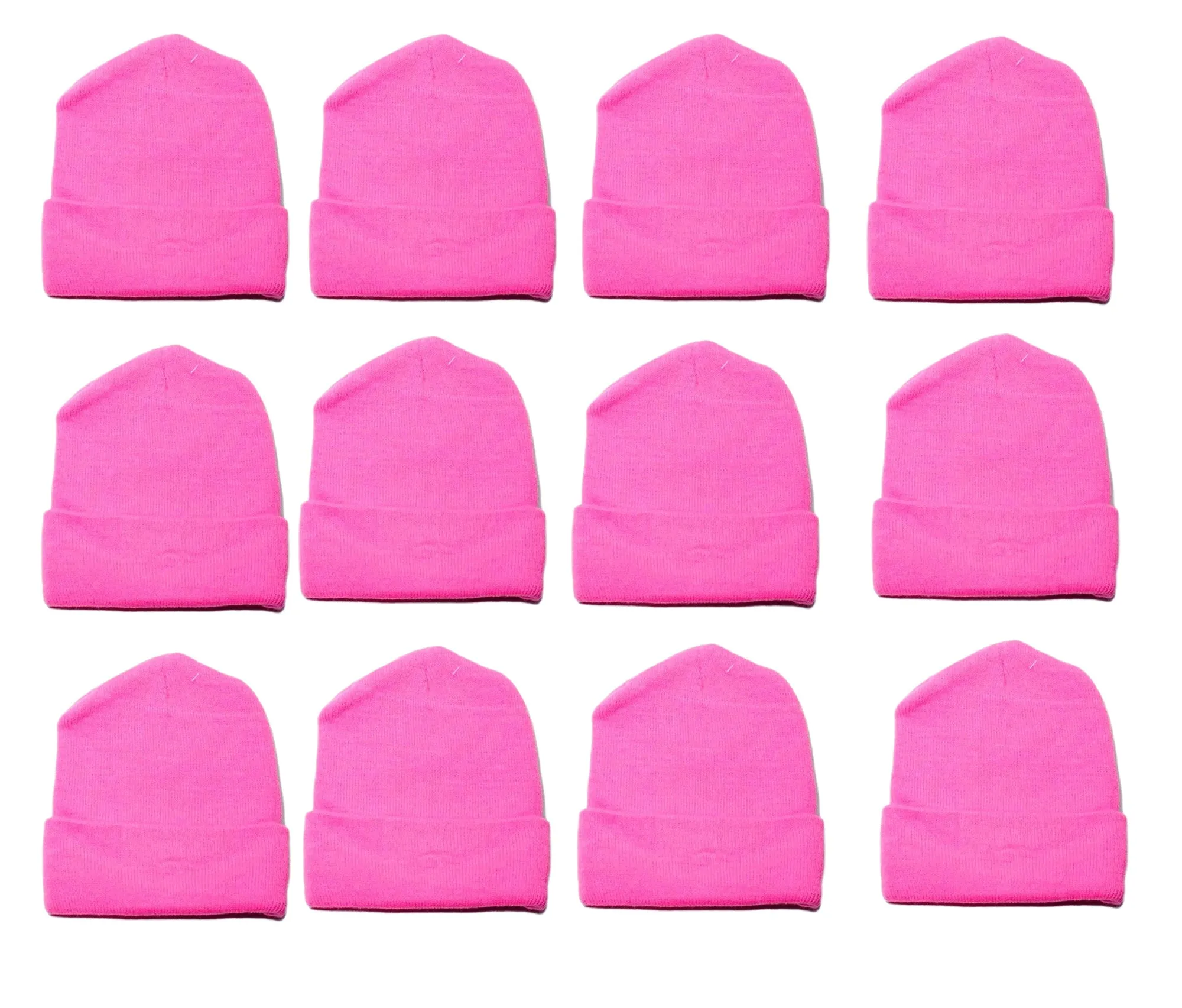 Wholesale 12 Pieces Neon Long Cuffed Knit Ski Hat Beanie, H8000