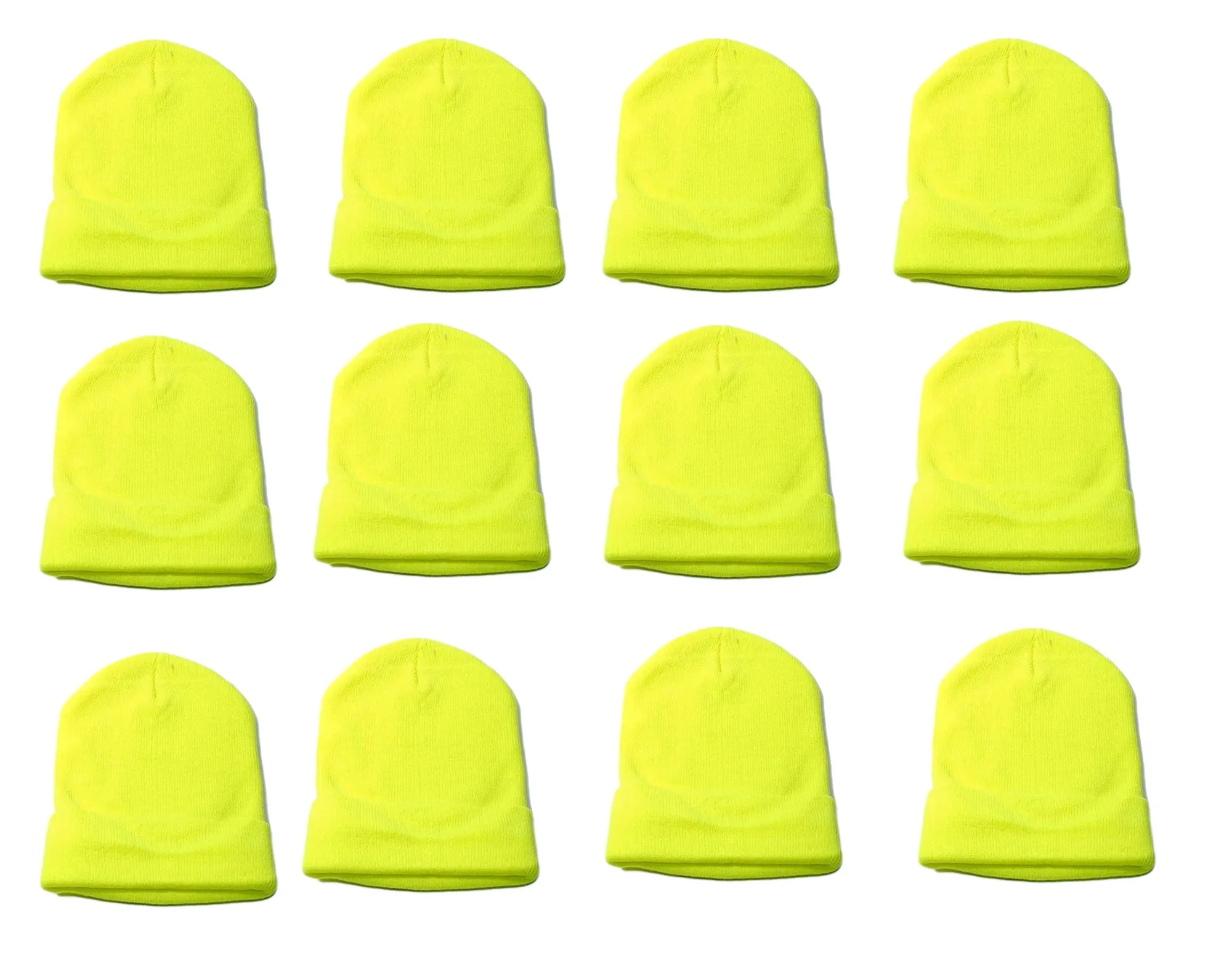 Wholesale 12 Pieces Neon Long Cuffed Knit Ski Hat Beanie, H8000