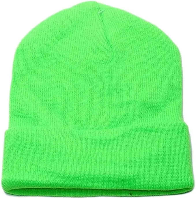 Wholesale 12 Pieces Neon Long Cuffed Knit Ski Hat Beanie, H8000