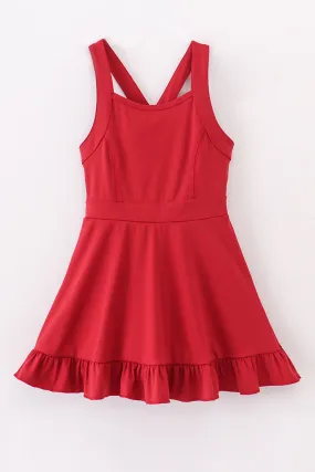 Wine active sporty ruffle tennis dress