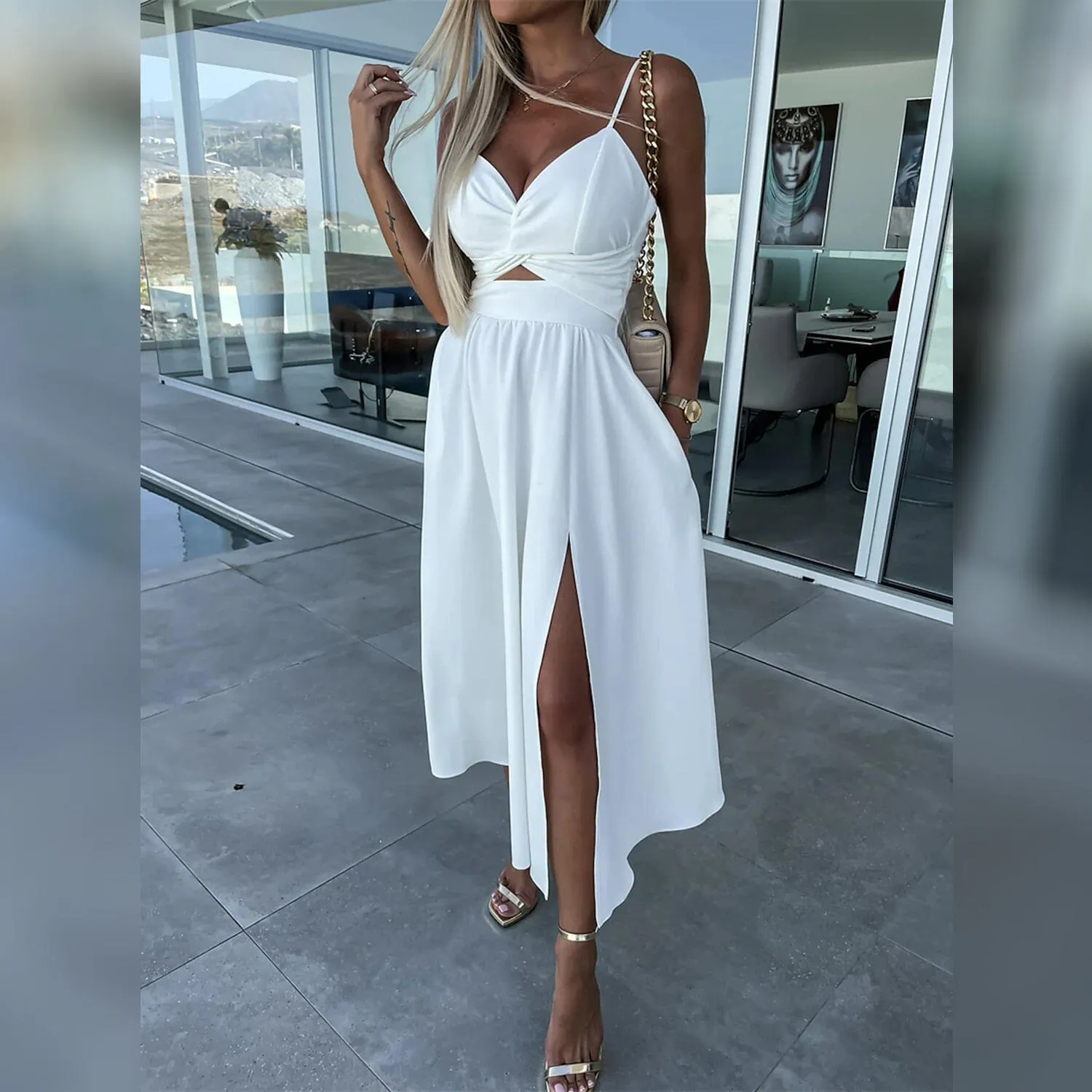 Women‚Äòs Split Cut Out Midi Dress