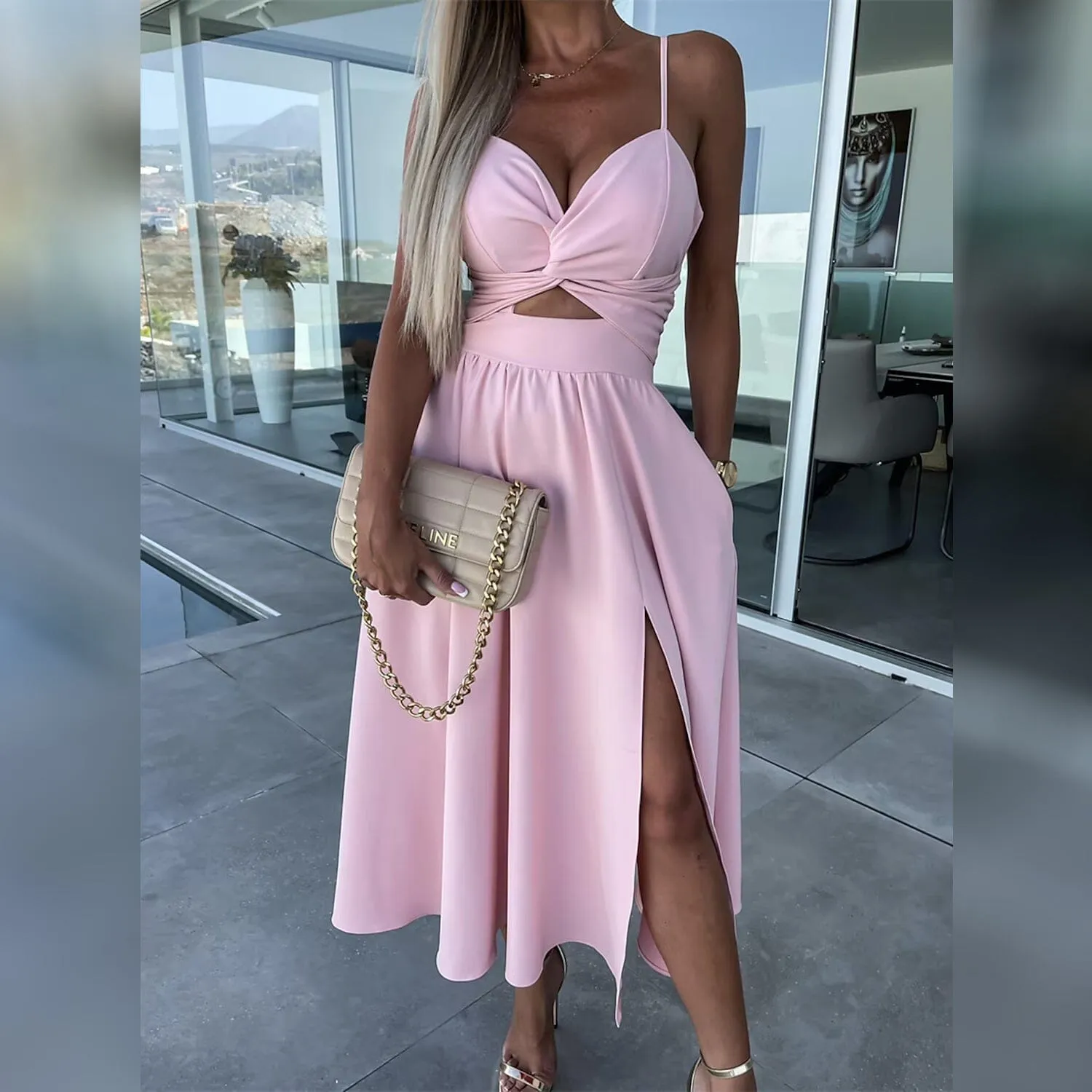 Women‚Äòs Split Cut Out Midi Dress