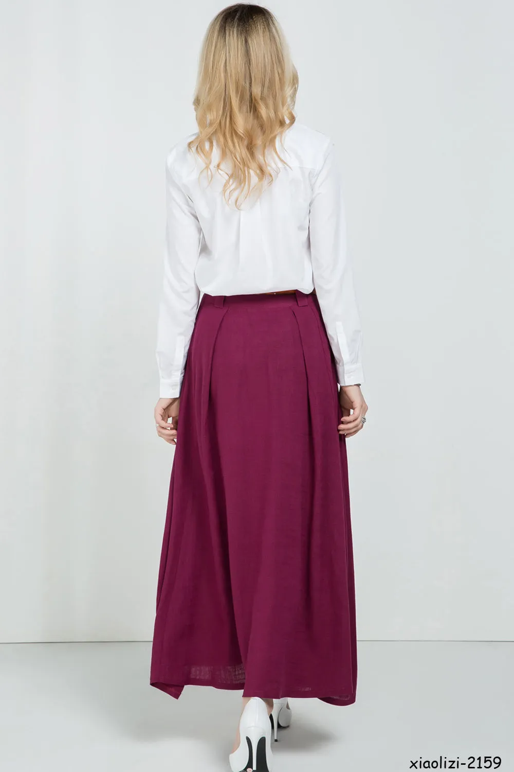 Women's swing long skirt with Asymmetrical hem line 2159#