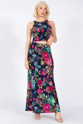 Women's Two-piece Camellia Floral Skirt Set